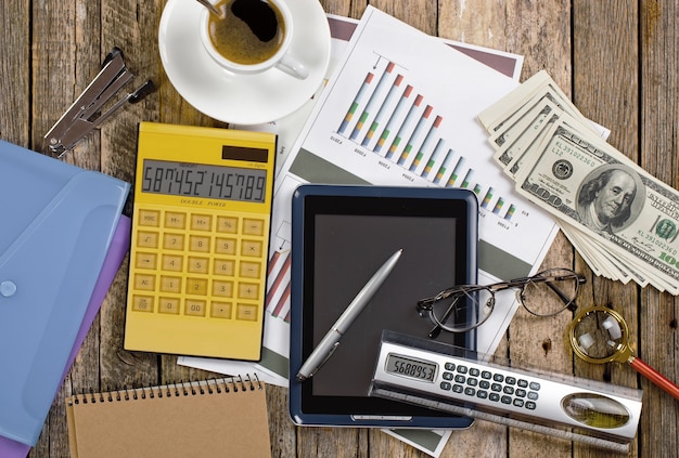 Photo accessories for doing business in the office on the table