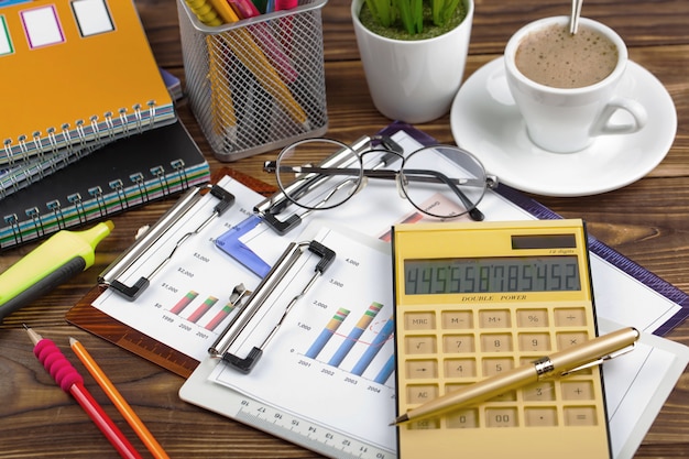 Photo accessories for doing business in the office on the table