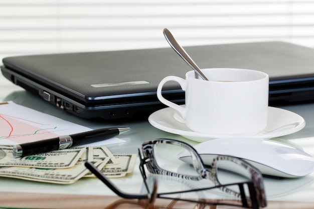 Accessories for doing business in the office, on the table