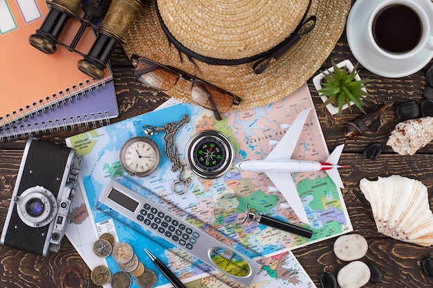 Accessories and items for traveling on a table