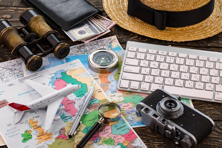 Accessories and items for traveling on a table