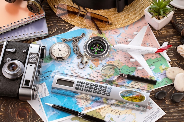 Accessories and items for traveling on a table