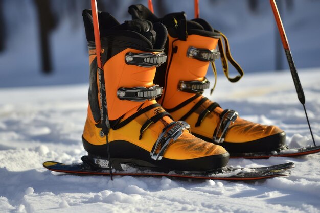 Foto accessori per lo sci o gli sport invernali concetto di turismo sulla neve