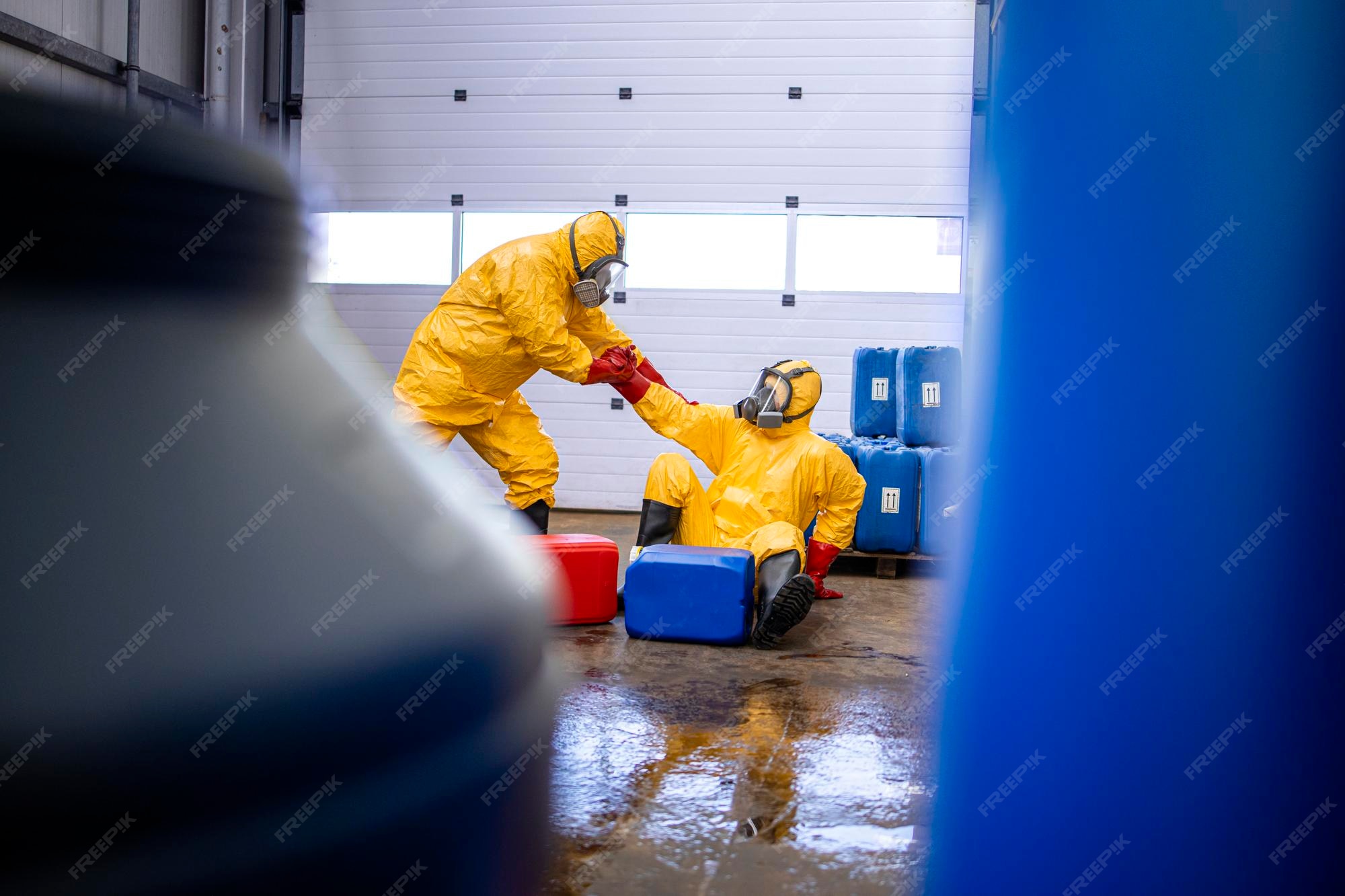 Premium Photo Accident in chemical factory slippery floor spilled chemicals