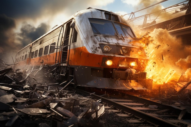 Accident of a highspeed train collided at the railroad