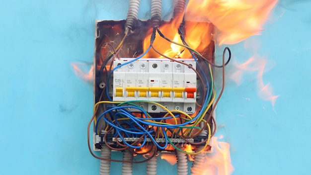 Accident involving electrics fire caused by electrical faults include old unsafe fuse board