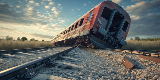 Accident on the railway tracks the train went off the rails tragedy Generative AI