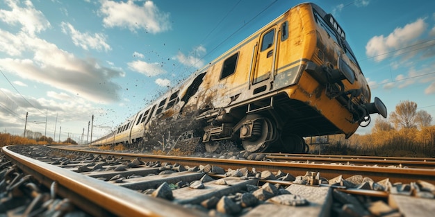 Accident on the railway tracks the train went off the rails tragedy Generative AI