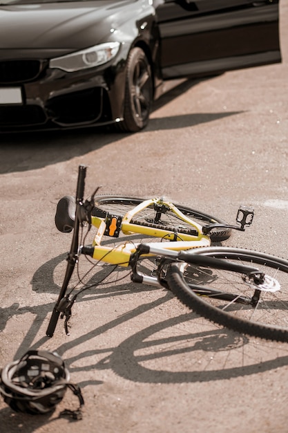 Accident on road with car and bike