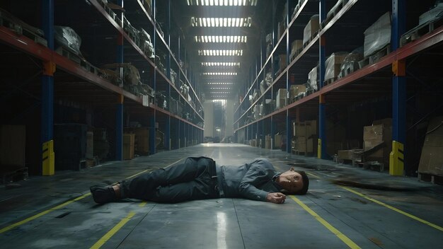 An accident at a warehouse man on floor