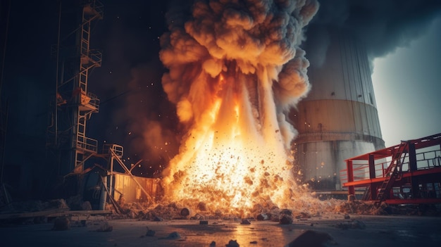 Accident with an explosion at a nuclear power plant