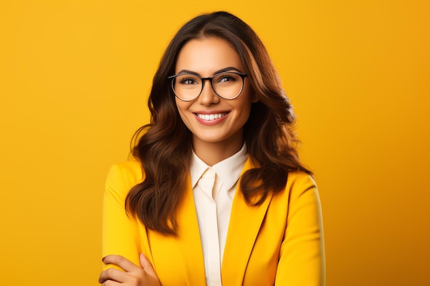 Account manager with copy space on yellow background