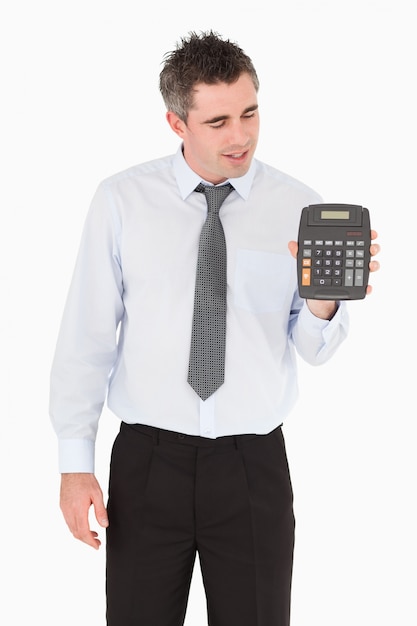 Accountant looking at a calculator