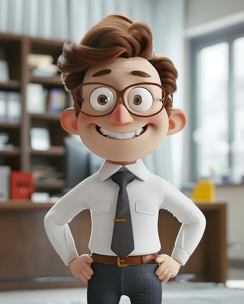 Accountant personage illustratie 3d realistische cartoon met een accountant kantoor man glimlachen