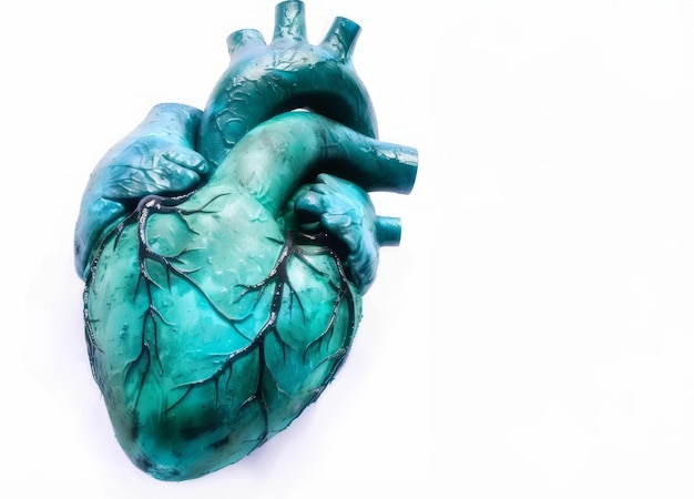 인간 심장의 정확한 이미지, 그 현실적인 해부학과 의학적 관련성을 강조하는 의료 교육 심혈관계 기관 일러스트 개념