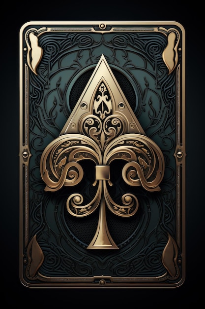 Ace of spades Gouden staal Speelkaart vintage stijl Casino en Poker Moderne kunst en antiek