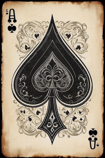 Ace of spades Speelkaart vintage stijl Casino en Poker Moderne kunst en antieke achtergrond