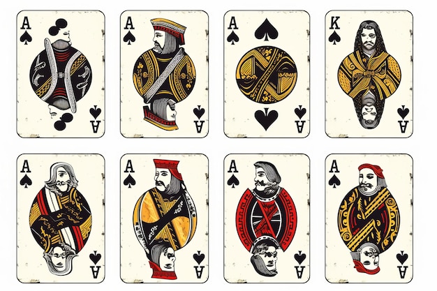 사진 에이스 오브 스페이드 (ace of spades) - 노스타지 (nostalgia) 의 치가 있는 빈티지 카드 세트 (vintage playing cards set)