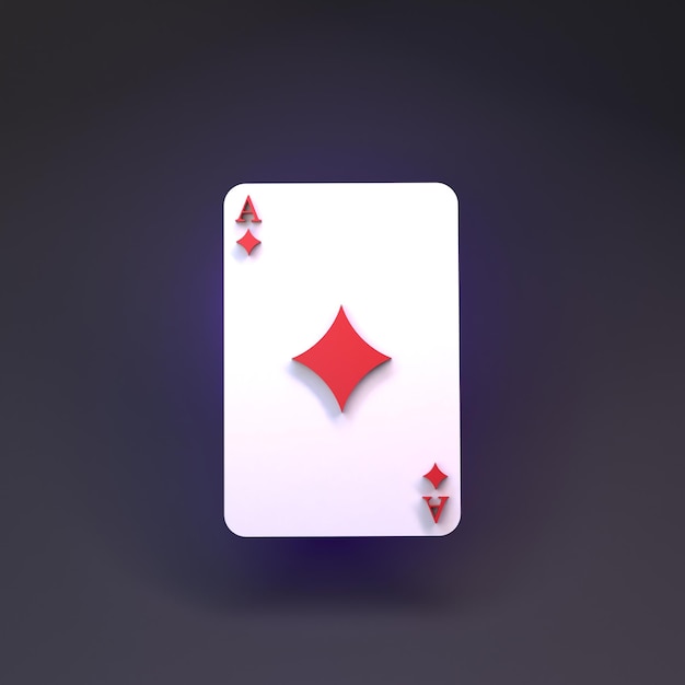 Ace playing card Casino element Render in 3d