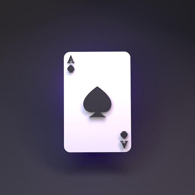 Photo ace playing card casino element render in 3d