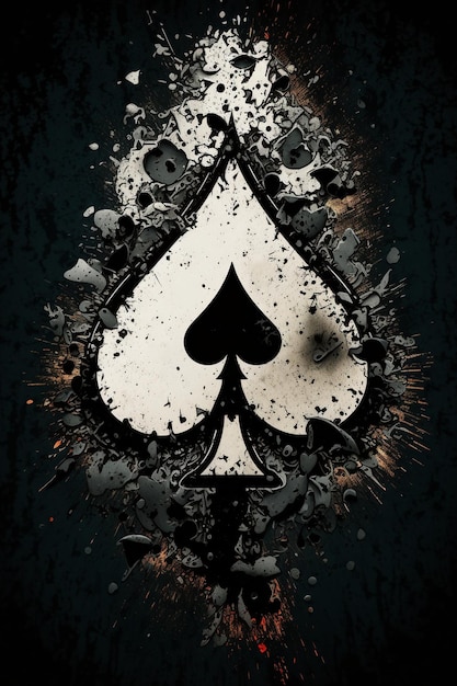 Photo ace of spades playing card vintage style. casino and poker. modern art antique. generative ai