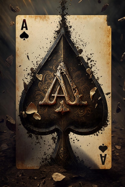 Ace of spades Playing card vintage style. Casino and Poker. Modern art antique. Generative AI