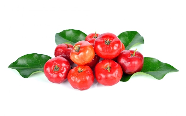 Acerola fruit isolated on white.