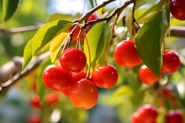 Acerola hanging on a tree acerola in the orchard