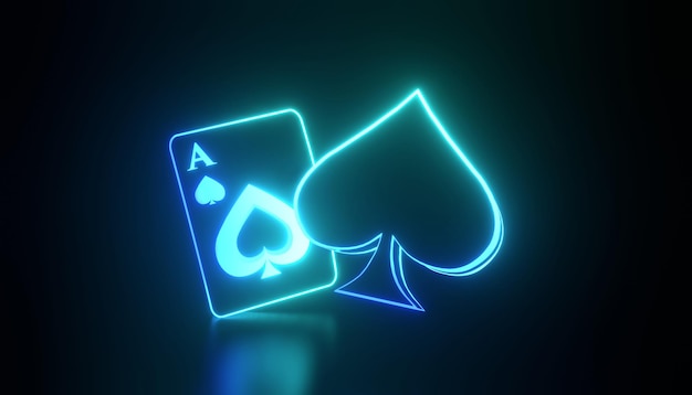 Aces Playing Card Glowing Neon Light