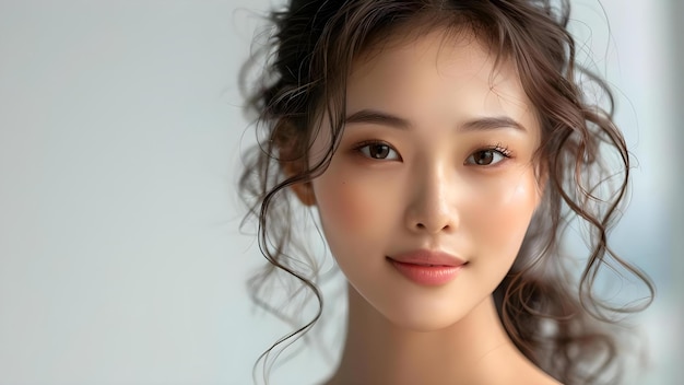 Photo achieving oil balance asian model39s glowing skin with korean skincare products concept korean skincare routine oil balancing tips asian beauty secrets glowing skin skincare products