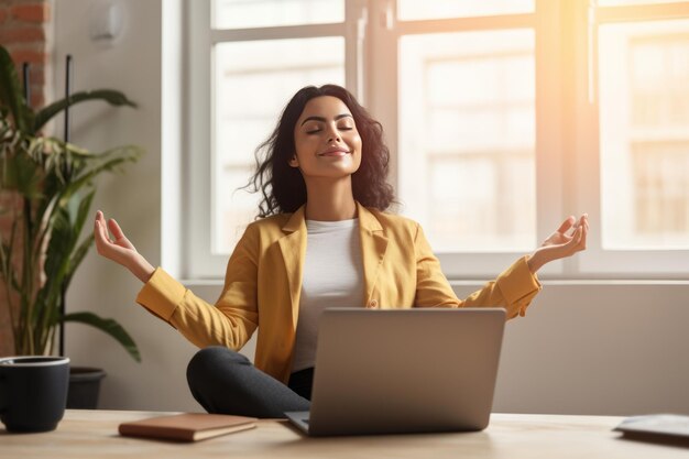 Foto raggiungere il successo e trovare la pace un viaggio da sogno delle donne indiane all'home office