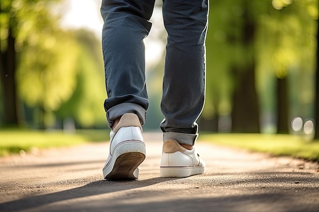 Achteraanzicht van een man die in het zomerpark loopt Generatieve AI