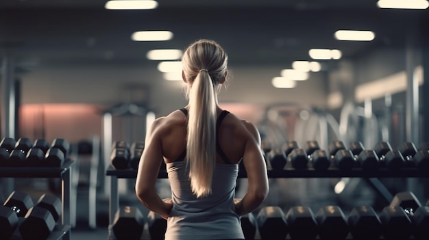 Achteraanzicht vrouw sportschool mensen in het fitnesscentrum Generatieve AI