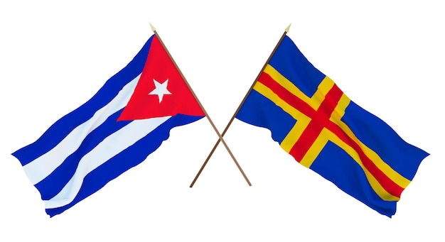 Achtergrond 3D render voor ontwerpers illustratoren Nationale Onafhankelijkheidsdag Vlaggen Cuba en Alandeilanden