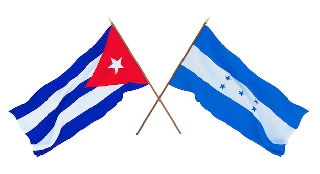Achtergrond 3D render voor ontwerpers illustratoren Nationale Onafhankelijkheidsdag Vlaggen Cuba en Honduras