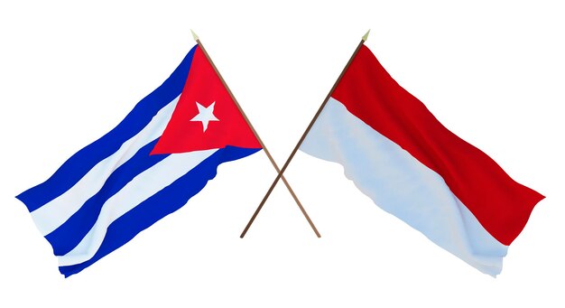 Achtergrond 3D render voor ontwerpers illustratoren Nationale Onafhankelijkheidsdag Vlaggen Cuba en Monako