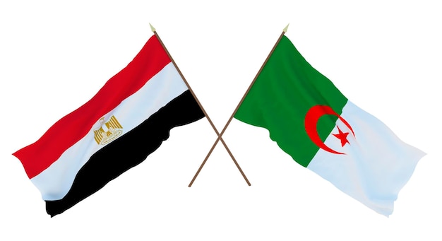 Achtergrond 3d render voor ontwerpers illustratoren nationale onafhankelijkheidsdag vlaggen egypte en algerije
