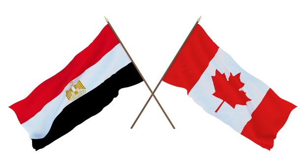 Achtergrond 3D render voor ontwerpers illustratoren Nationale Onafhankelijkheidsdag Vlaggen Egypte en Canada