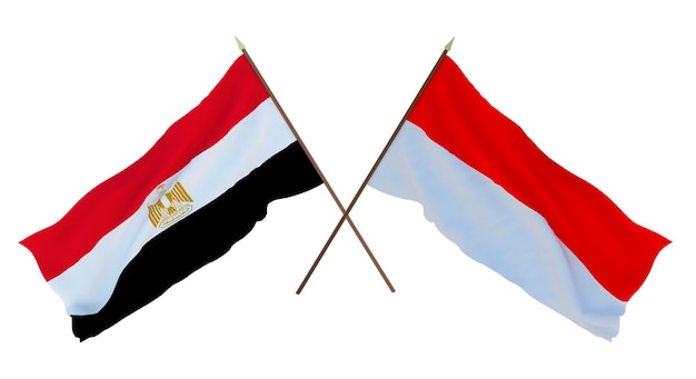 Achtergrond 3D render voor ontwerpers illustratoren Nationale Onafhankelijkheidsdag Vlaggen Egypte en Indonesië
