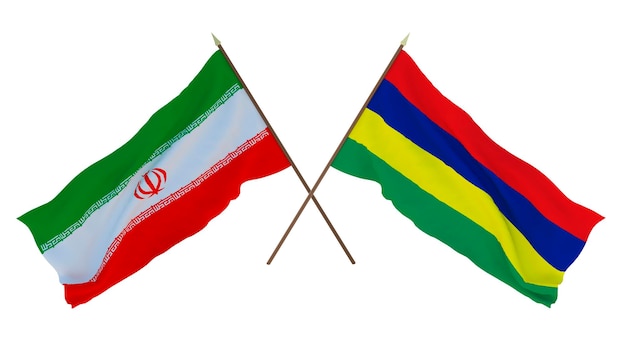 Achtergrond 3D render voor ontwerpers illustratoren Nationale Onafhankelijkheidsdag Vlaggen Iran en Mauritius