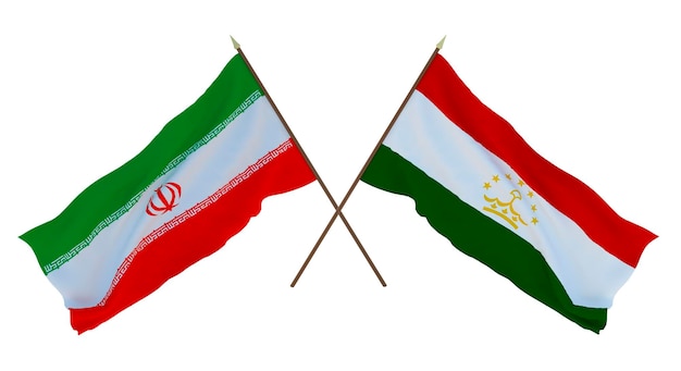 Achtergrond 3D render voor ontwerpers illustratoren Nationale Onafhankelijkheidsdag Vlaggen Iran en Tadzjikistan