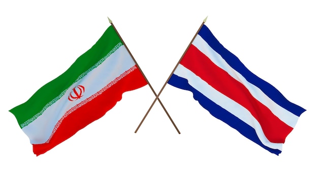 Achtergrond 3D render voor ontwerpers illustratoren Nationale Onafhankelijkheidsdag Vlaggen Iran en Thailand