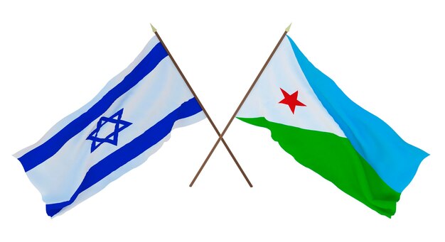 Achtergrond 3D render voor ontwerpers illustratoren Nationale Onafhankelijkheidsdag Vlaggen Israël en Djibouti