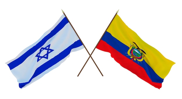 Achtergrond 3D render voor ontwerpers illustratoren Nationale Onafhankelijkheidsdag Vlaggen Israël en Ecuador