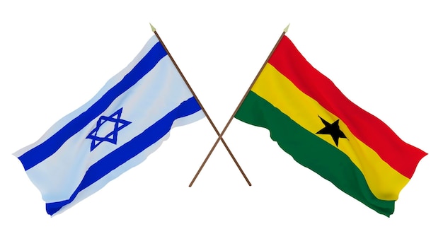 Achtergrond 3D render voor ontwerpers illustratoren Nationale Onafhankelijkheidsdag Vlaggen Israël en Ghana