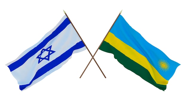 Achtergrond 3D render voor ontwerpers illustratoren Nationale Onafhankelijkheidsdag Vlaggen Israël en Rwanda