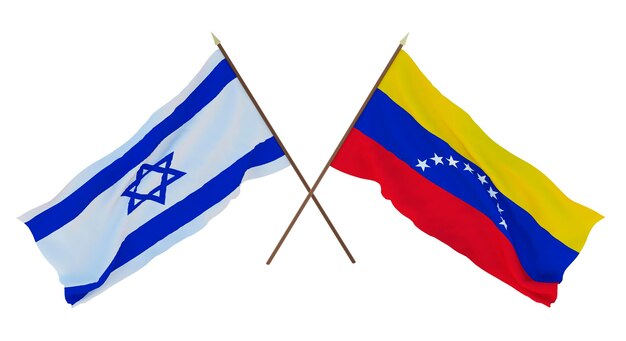 Achtergrond 3D render voor ontwerpers illustratoren Nationale Onafhankelijkheidsdag Vlaggen Israël en Venezuela