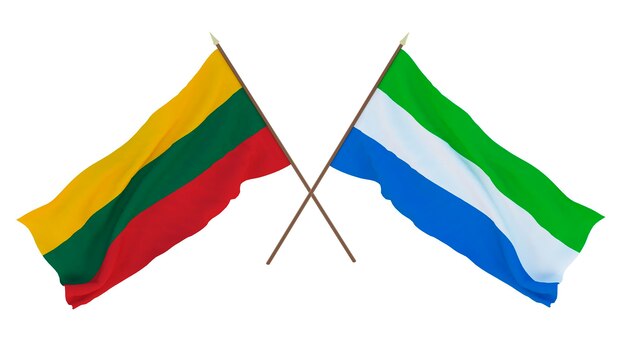 Achtergrond 3D render voor ontwerpers illustratoren Nationale Onafhankelijkheidsdag Vlaggen Litouwen en Sierra Leone