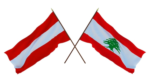 Achtergrond 3d render voor ontwerpers illustratoren nationale onafhankelijkheidsdag vlaggen oostenrijk en libanon