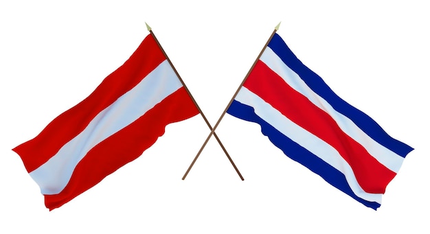 Achtergrond 3D render voor ontwerpers illustratoren Nationale Onafhankelijkheidsdag Vlaggen Oostenrijk en Thailand
